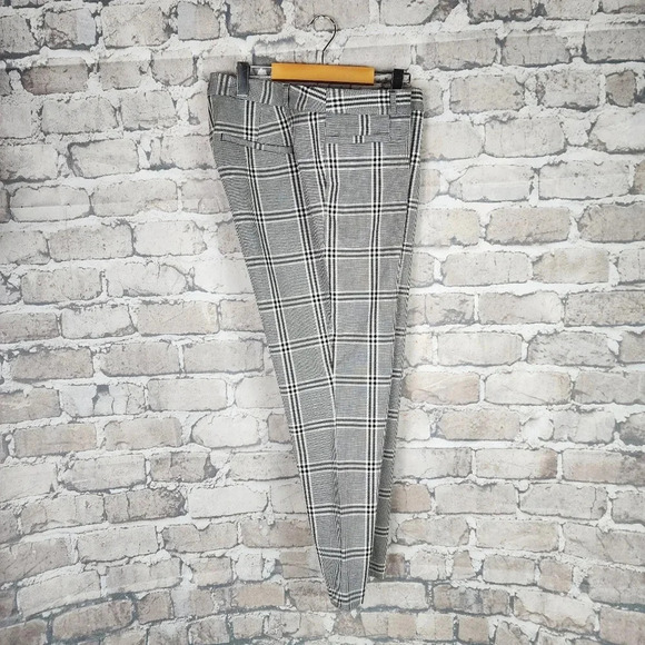 Banana Republic Sloan Bi-Stretch Ankle Pant Black/White Herringbone Plaid Sz 14 - Picture 3 of 13